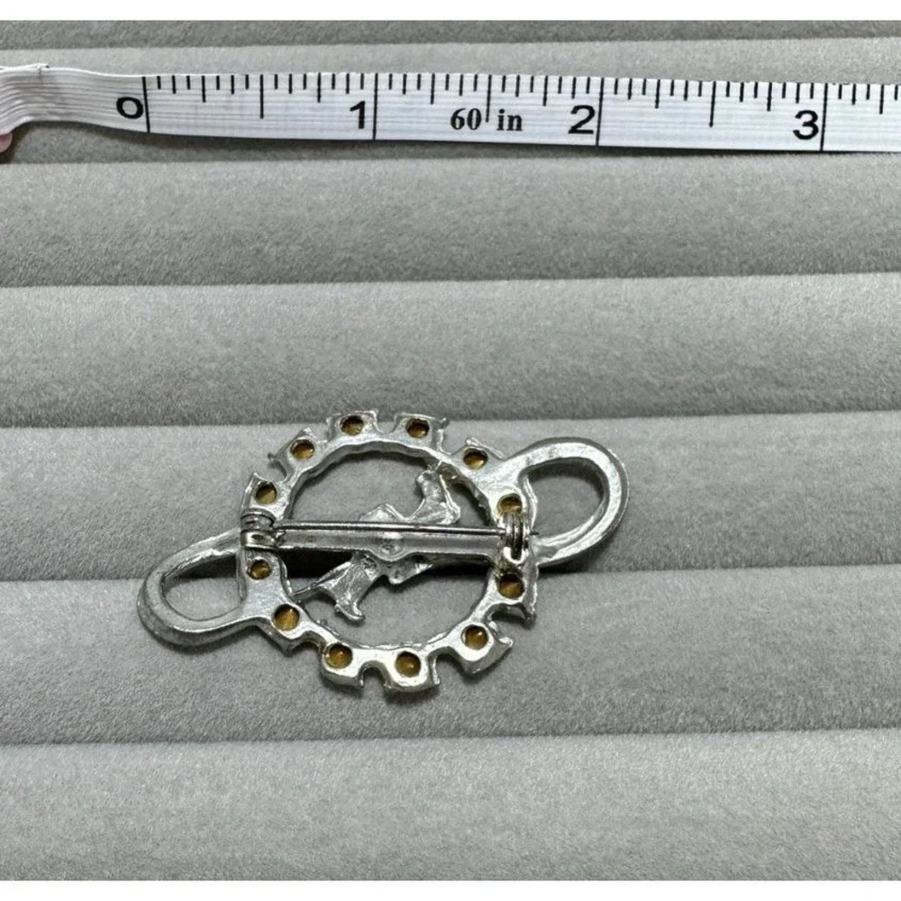 LOT of 4 Vintage Art Deco Mid Cen. Silver Tone POT METAL Rhinestone Brooch Pins